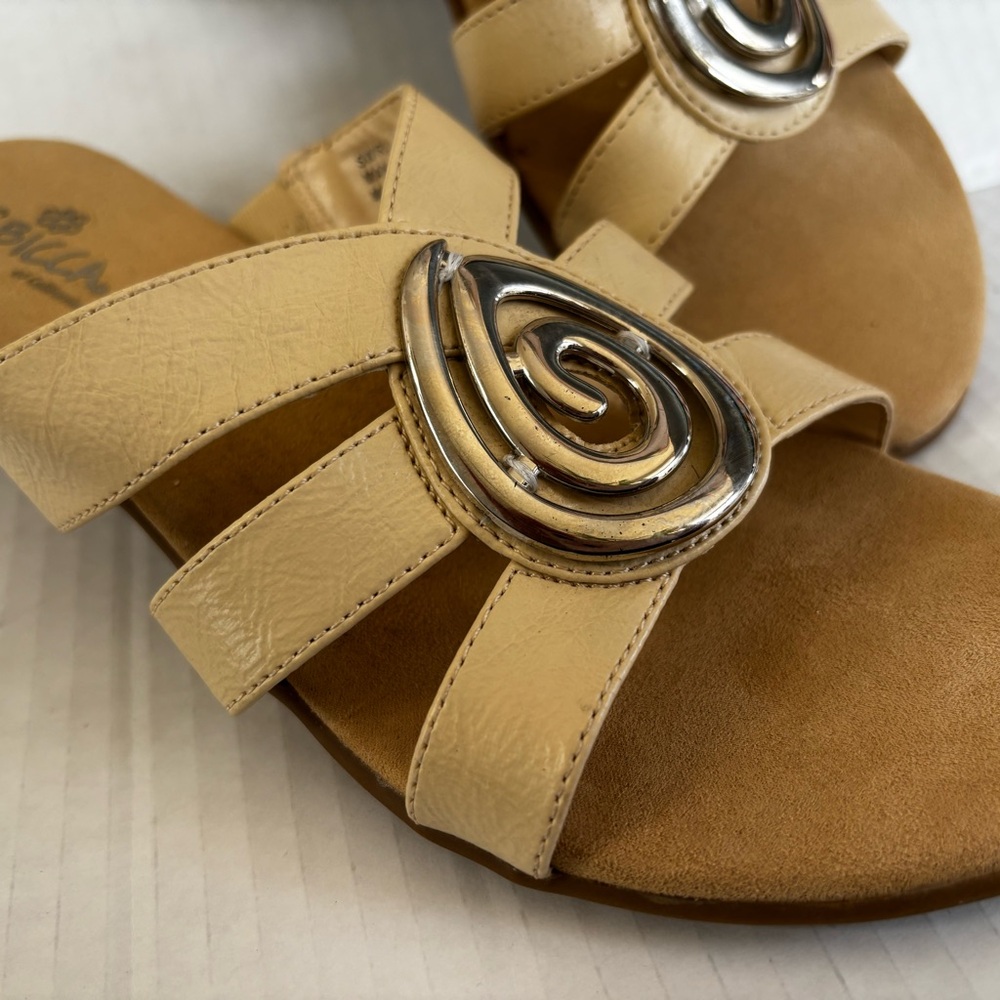 Sbicca Cream Sandals with Silver Accent